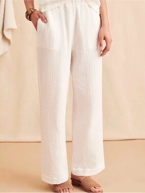 Faherty Dream Cotton Gauze Wide Leg Beach Pant